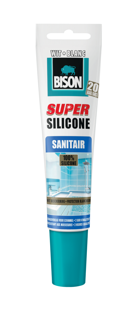 Super Silicone Sanitair Wit Hang Statube 150 ml Bison