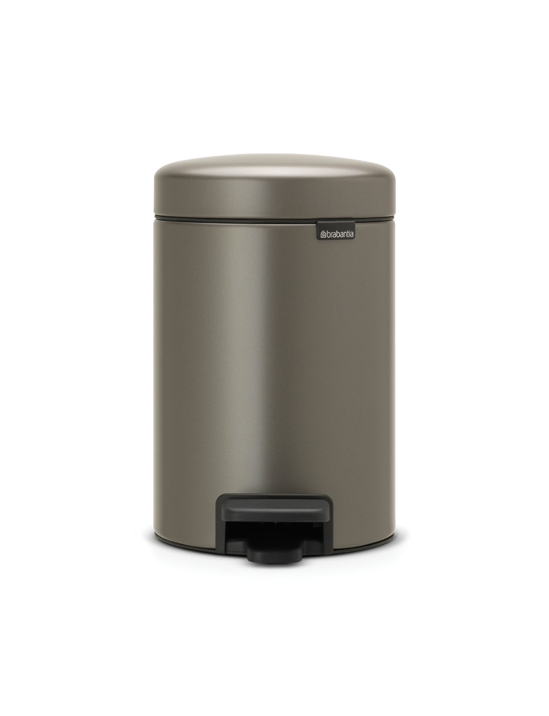 NewIcon pedaalemmer 3 liter met kunststof binnenemmer Platinum - Brabantia