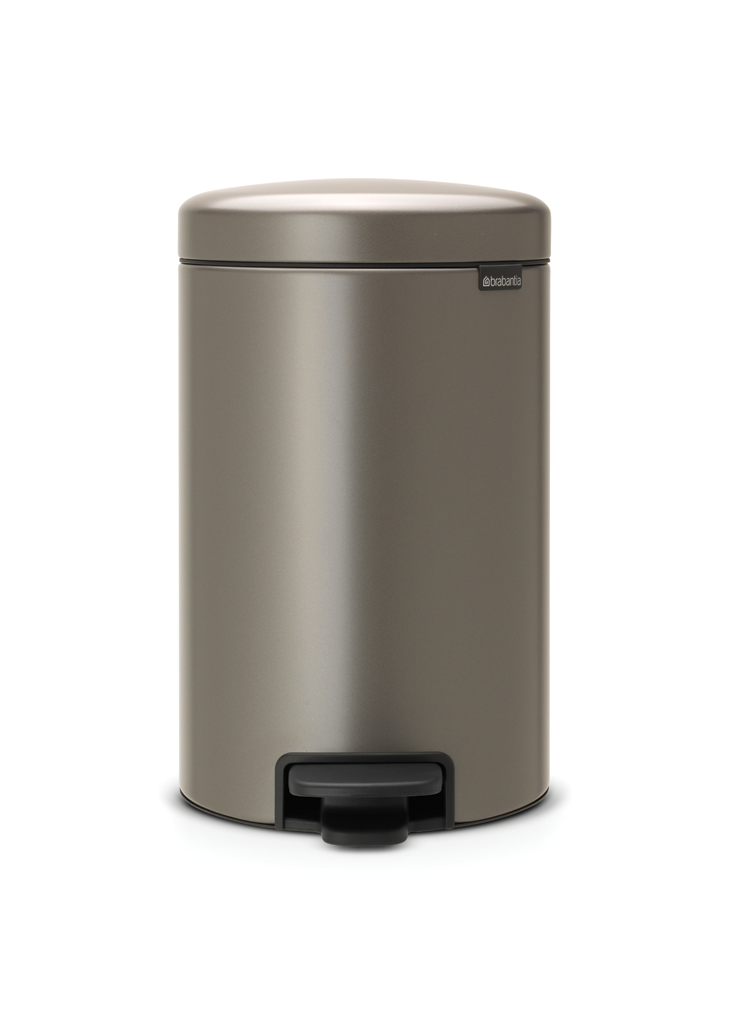 NewIcon pedaalemmer 12 liter met kunststof binnenemmer Platinum Brabantia