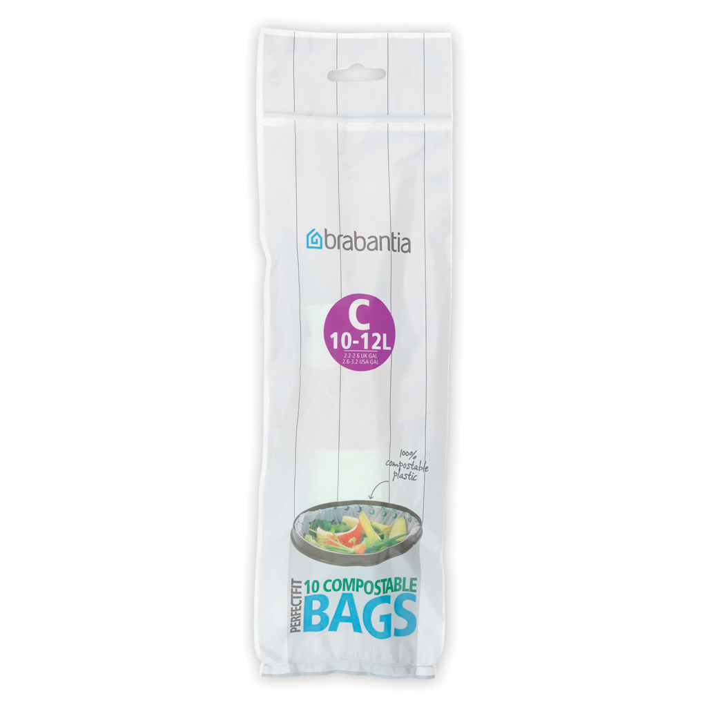 PerfectFit composteerbare afvalzak code C, 10 12 liter, 10 stuks/rol Green - Brabantia