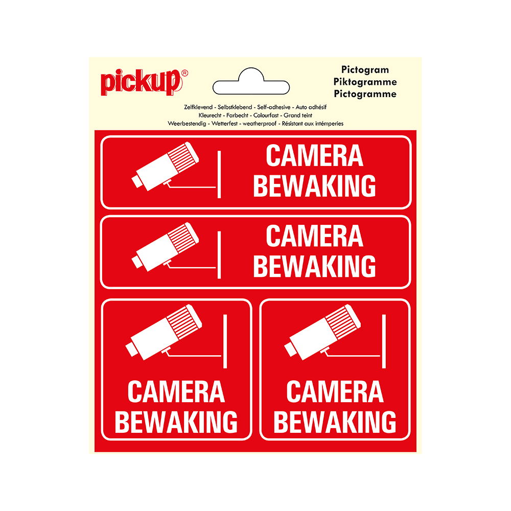 Pictogram 15x15cm 4 op 1 Camerabewaking Pickup