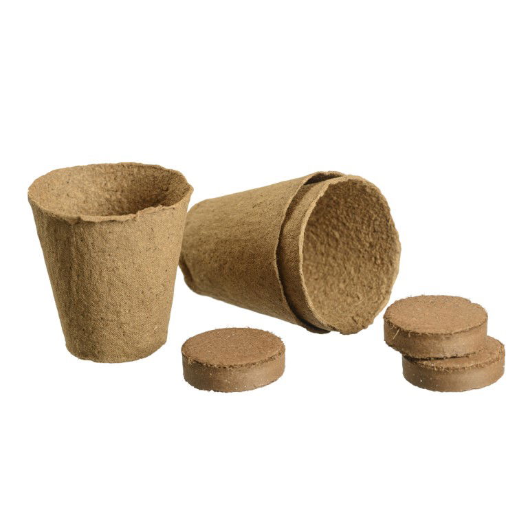 Afbreekbare potjes met turftablet H8x dia.8 cm 3x Nature