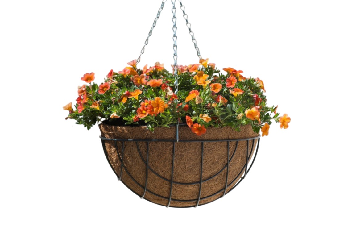 Hanging basket metaaldraad groen geepoxeerd incl. ketting H15,5x dia. 35cm Nature - Nature