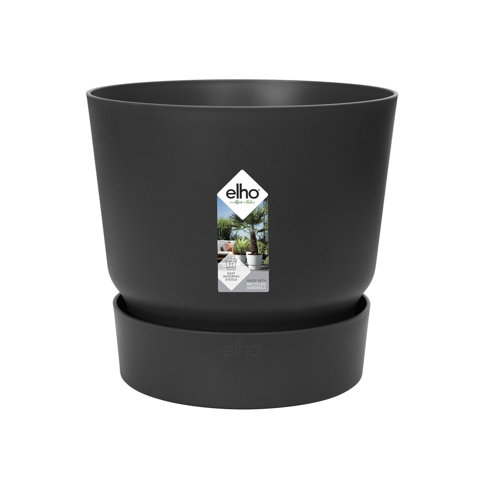 Elho Greenville Round dia 14 cm bloempot living black – zwart