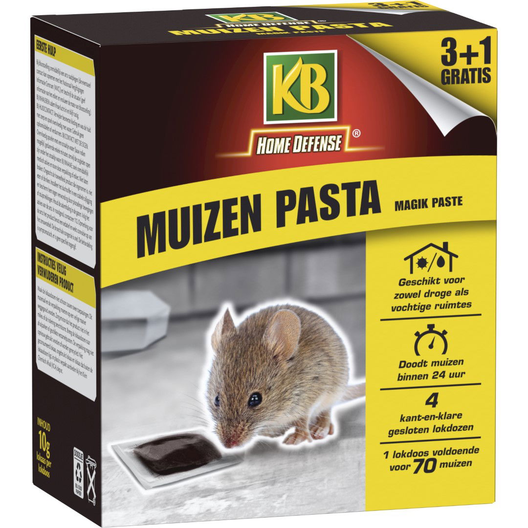 KB Muizen Pasta Alfachloralose Kant en Klare Lokdoos 4st 'Magik Paste' KB Home Defence