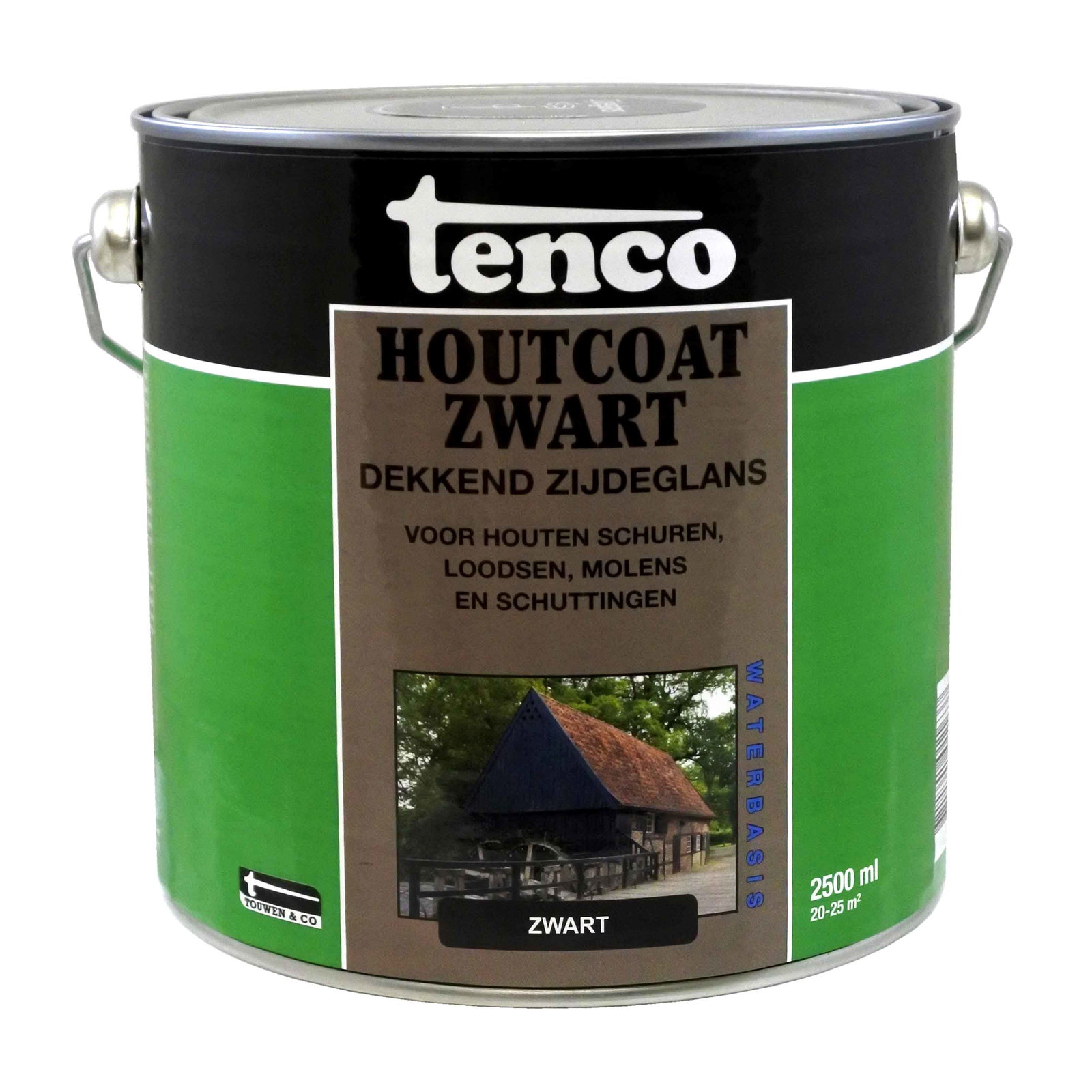 Tenco Houtcoat waterbasis zwart 2,5l verf/beits