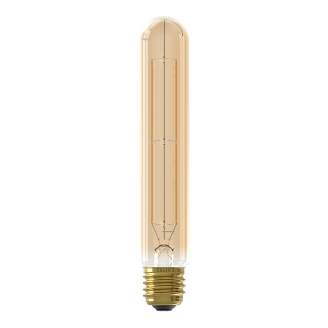 LED volglas LangFilament Buismodel 220 240V 4.5W 470lm E27 T32x185, Goud 2100K Dimbaar Calex