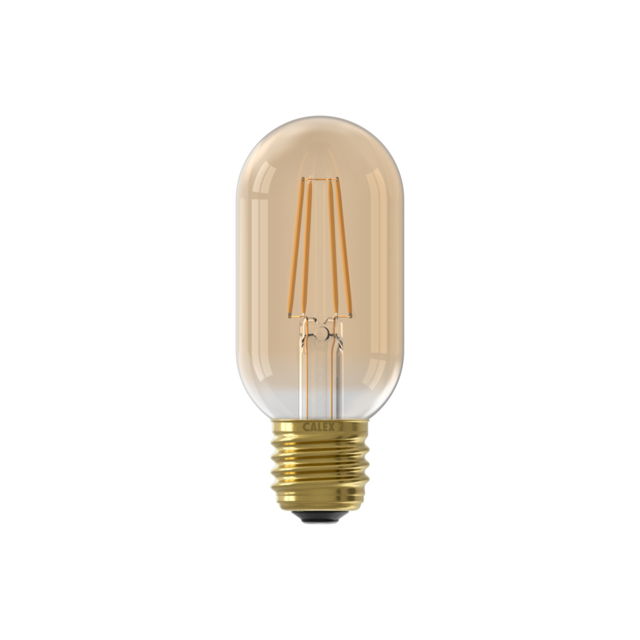 LED volglas Filament buismodel lamp 220 240V 3.5W 250lm E27 T45x110, Goud 2100K Dimbaar Calex