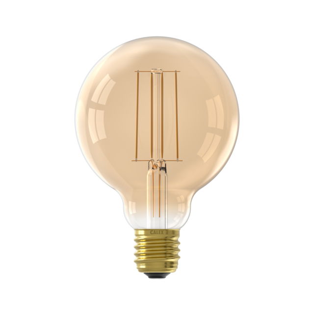LED volglas LangFilament Globelamp 220-240V 4.5W 470lm E27 G95, Goud 2100K Dimbaar - Calex