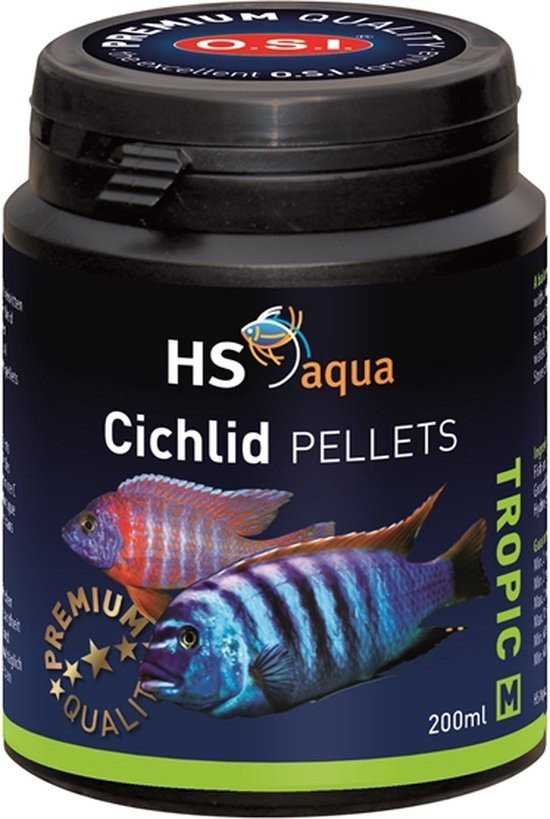 Toon details van Hs aqua cichlid pellets m 200 ml Smulders https://cdn.warentuin.nl/media/catalog/product/S/C/SCAN8713179302425_hs_aqua_cichlid_pellets_m_200_ml_smulders_3441.jpg