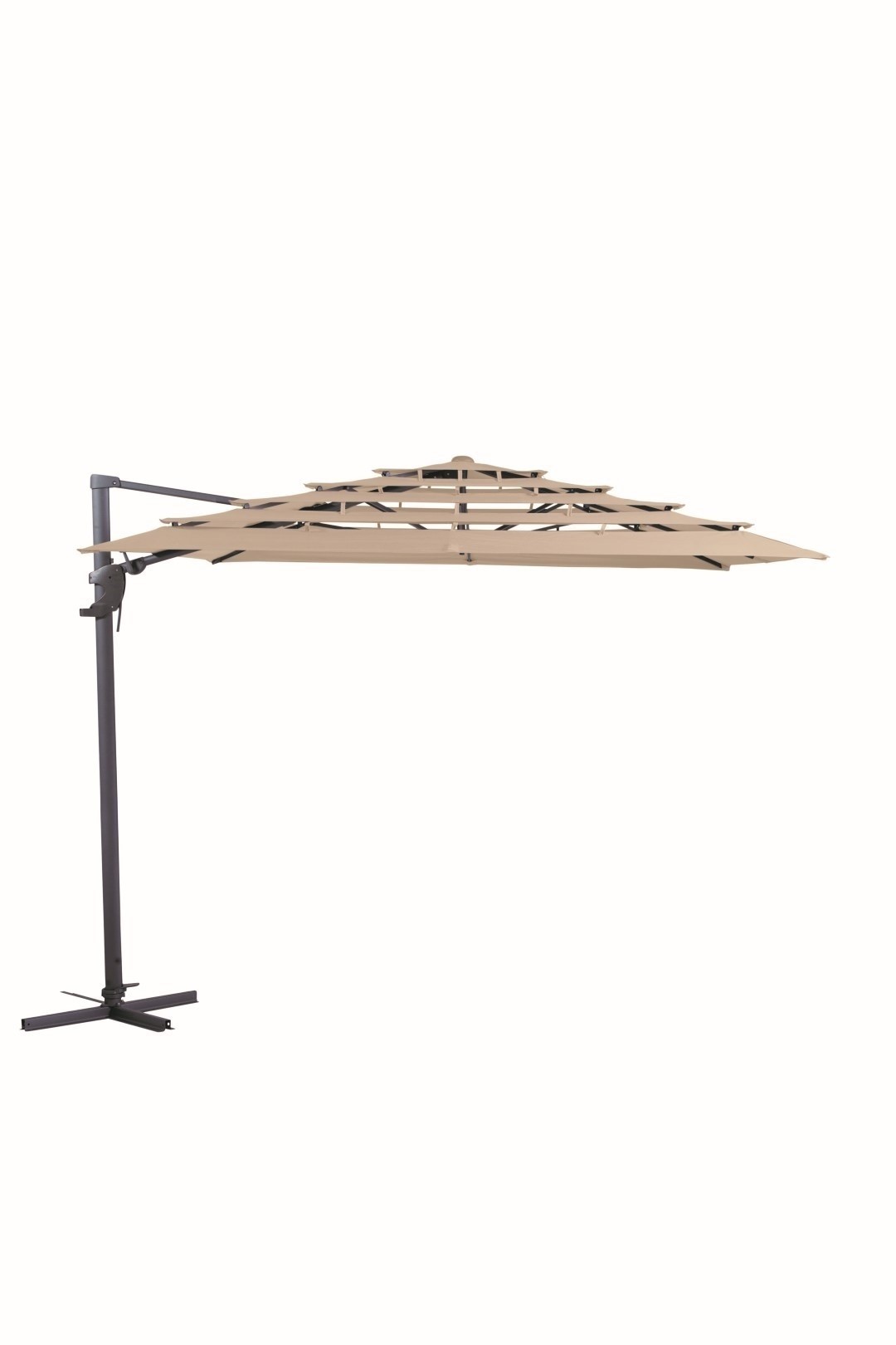Zweefparasol Monaco open air Zijwaarts Kantelbaar 300x300 cm polyester ecru zonwering Madison - Madison