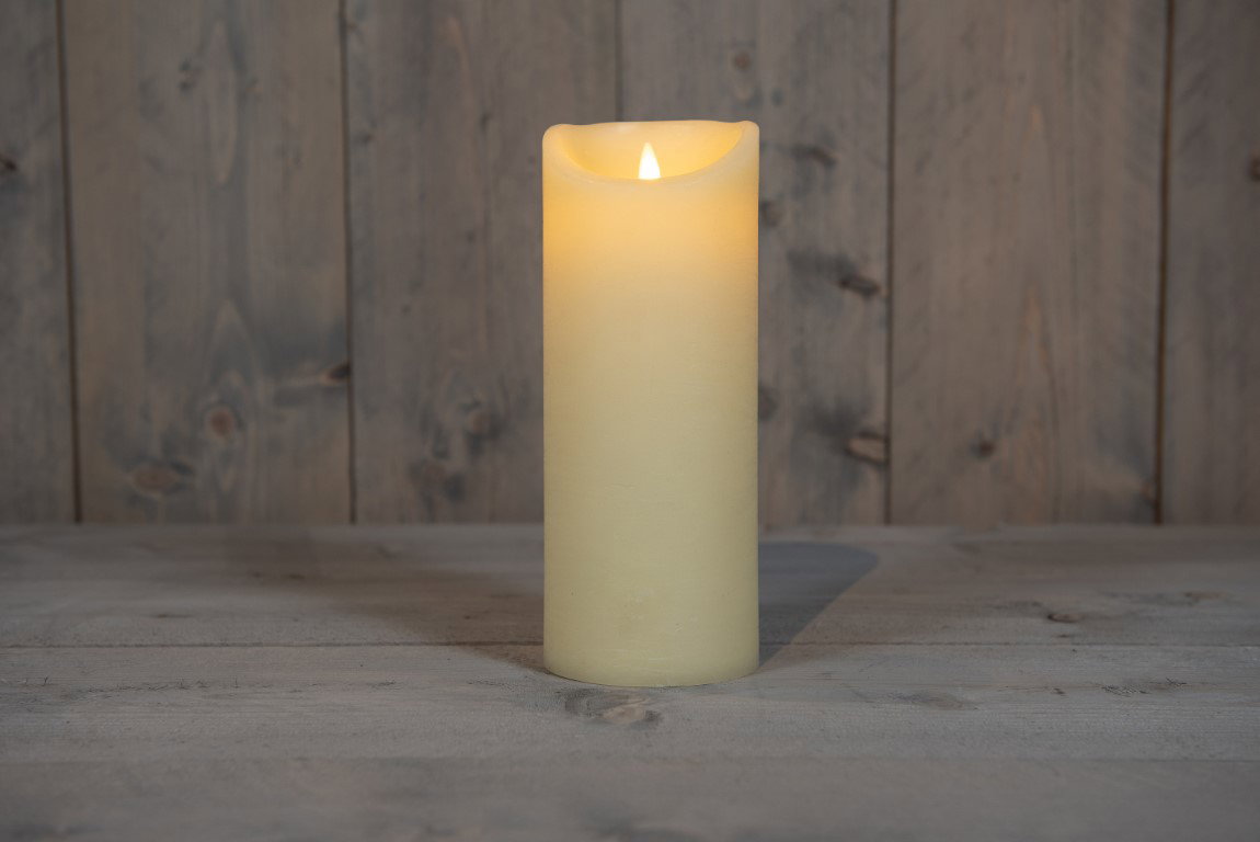 Annas collection Ivoor Kaars Wax Rustiek Bewegende Vlam 10X25Cm 2Xc/Timer Anna's Collection - 