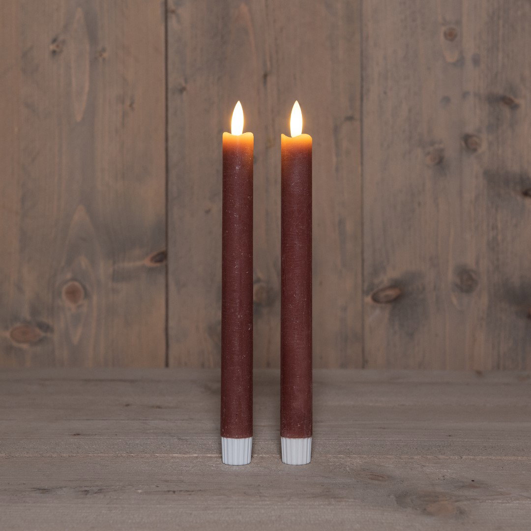 Annas collection B.O. 2Pcs 3D Wick Antique Pink Taper Candle kaars 23 cm Rustic Wax Anna's Collection - 