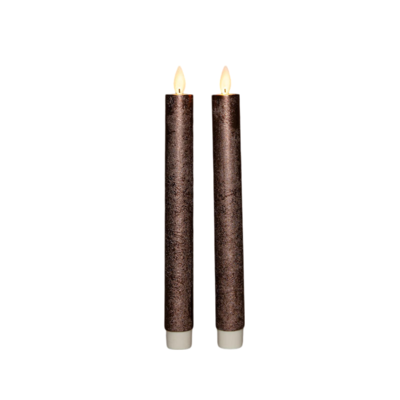 Anna's Collection LED dinerkaarsen - 2x st - brons - 23 cm - met afstandsbediening