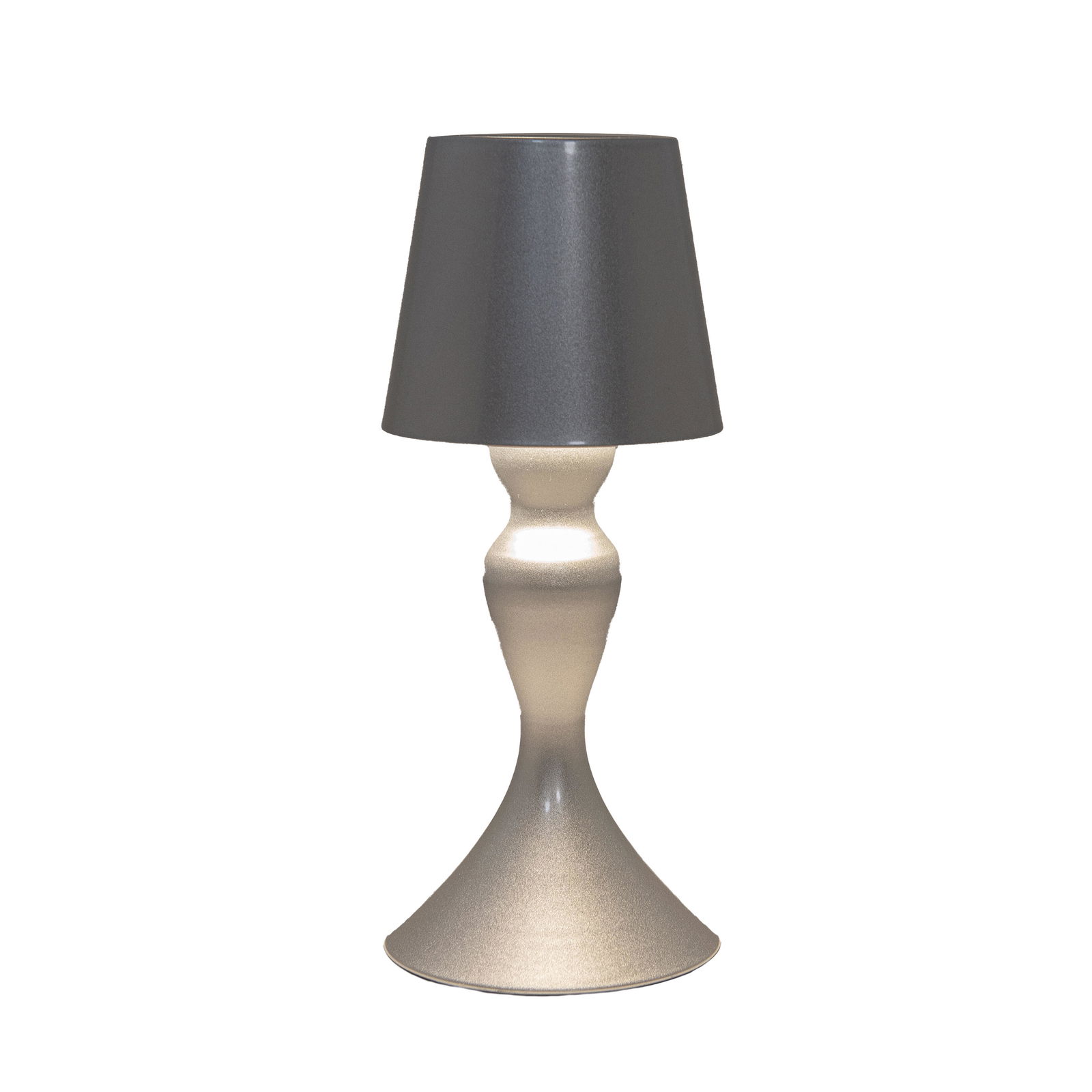 Annas collection Draadloze tafellamp warm wit dimbaar led inclusief usb kabel 26x11 cm zilver - 