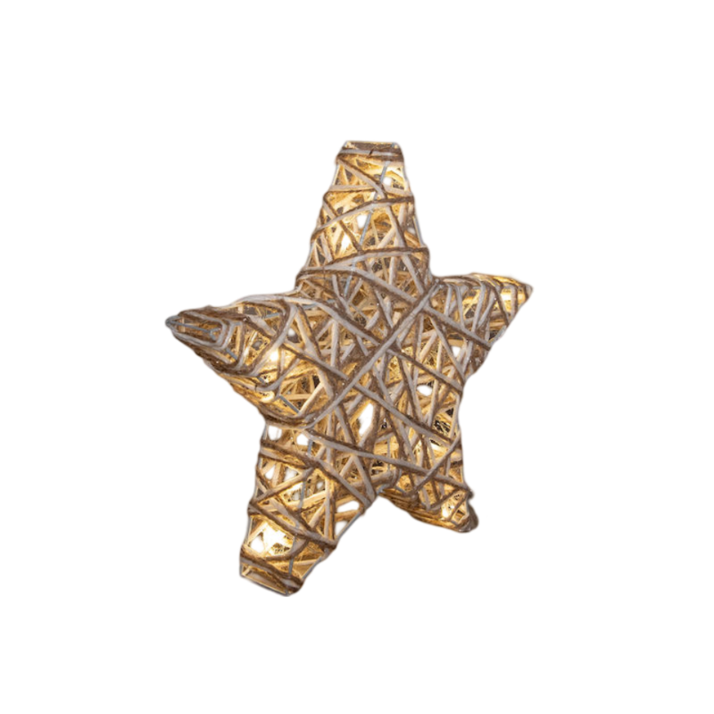 Ster jute/katoen 10led warm wit op batterij met timer 30x5 cm - Anna's Collection