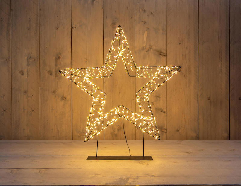 3d ster op voet metaal 1200led ip44 trafo met timer en dimmer 56x5 cm classic warm - Anna's Collection