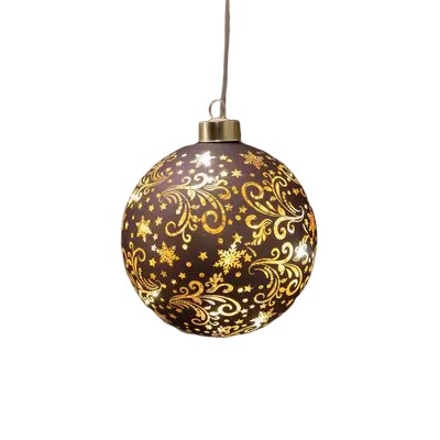 Annas collection Led bal glas sterren dia. 12 cm donkerbruin/goud Anna's Collection - 