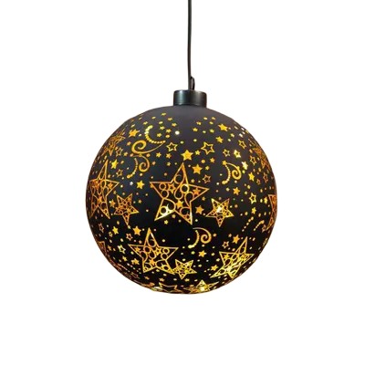 Annas collection Led bal glas sterren dia. 15 cm zwart/goud Anna's Collection - 
