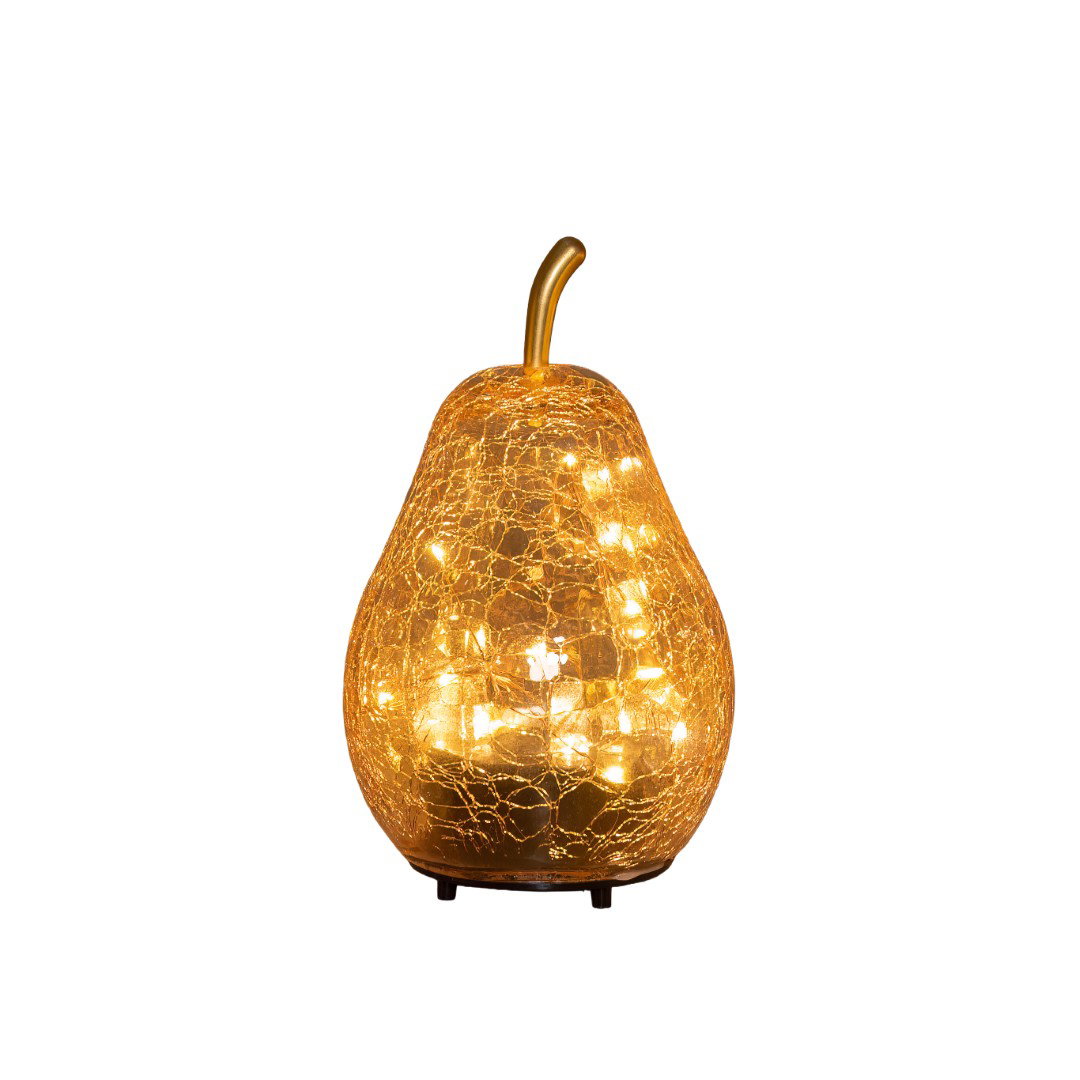 Peer crackle glas amber oplaadbaar 20 LED 11x18 cm Anna's Collection - Annas collection