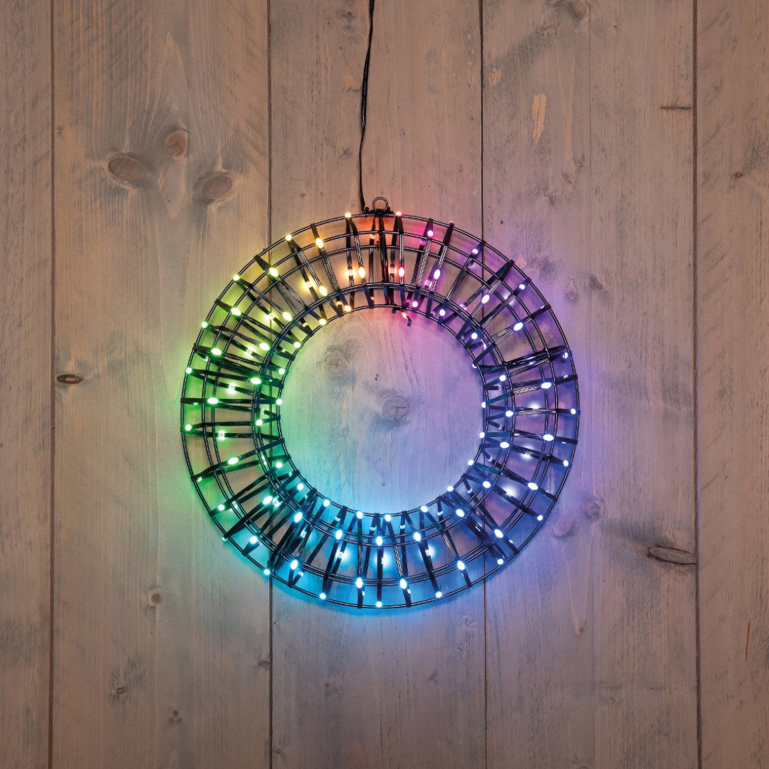 Krans metaal 140 RGB lampjes diameter 36 x 8 cm met afstandsbediening LED Anna's Collection - Annas collection