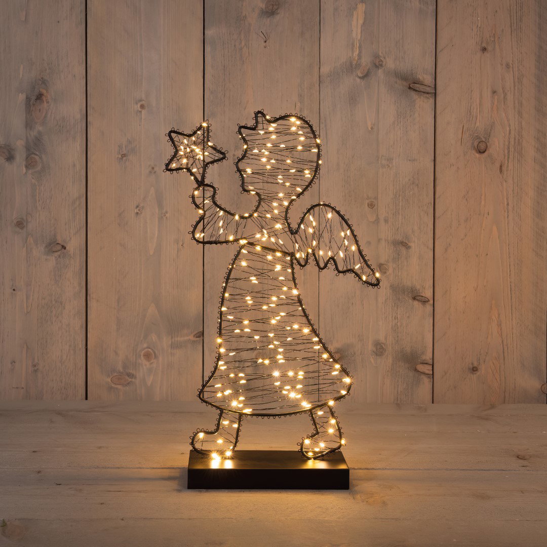 Engel op voet metaal classic warm 210 LED 28x48 cm Anna's Collection - Annas collection