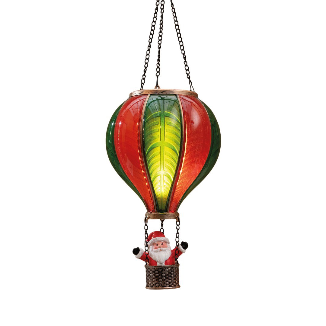 Luchtballon met kerstman met vlameffect rood/groen 20x35 cm Anna's Collection - Annas collection