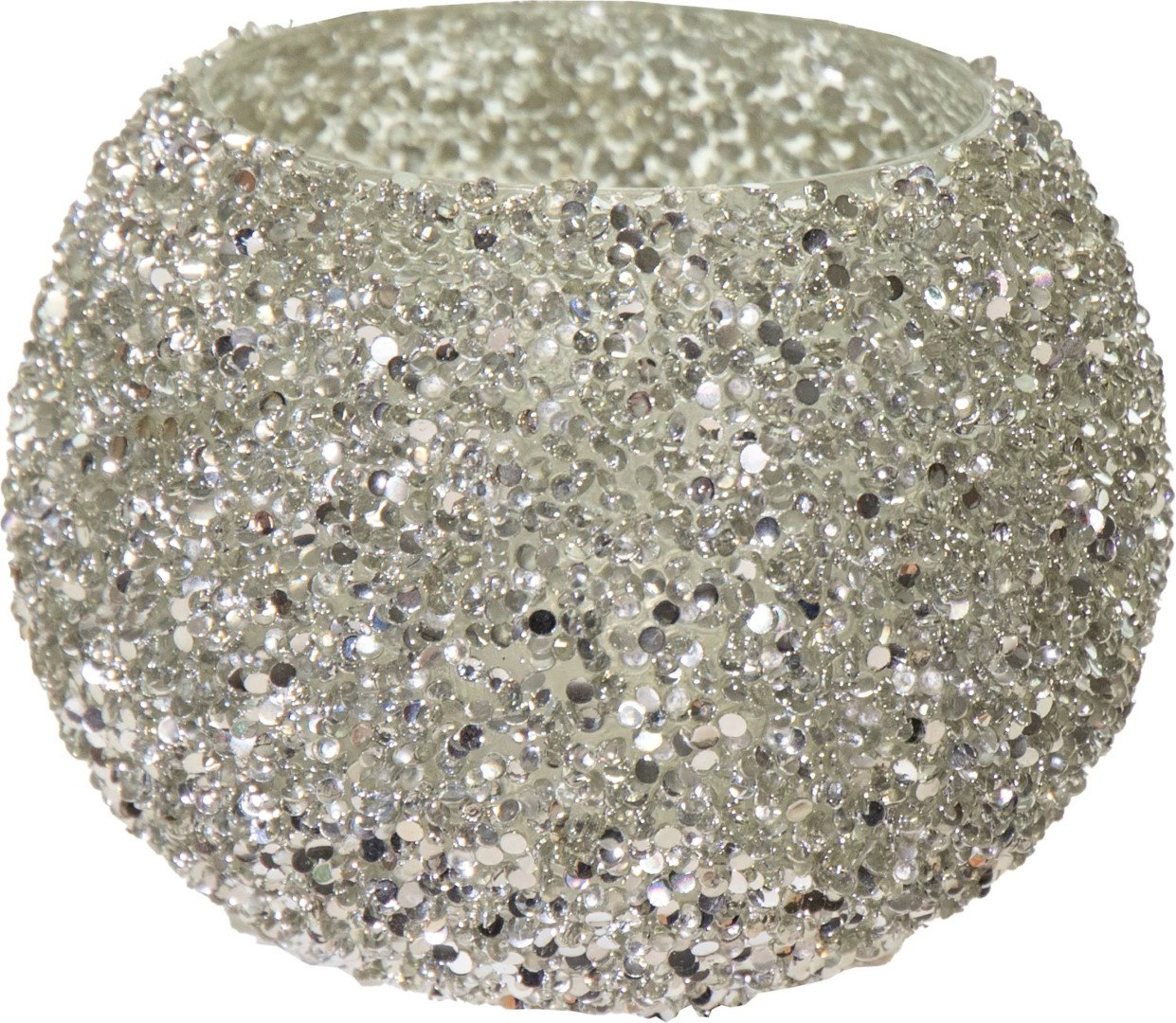 Schaal gls strass d13.5h10cm zilver MCollections - Mcollections