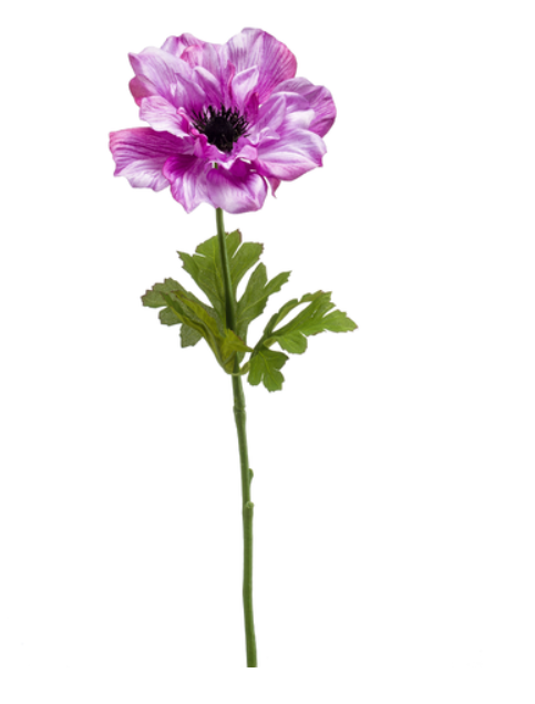 Anemone stem lilac 56 cm kunstbloem zijde nepbloem - Emerald