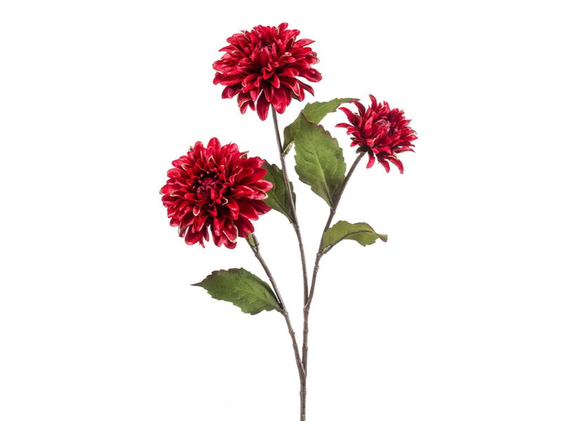 Kunstbloem dahlia red/gold line, 72 cm - Hortus