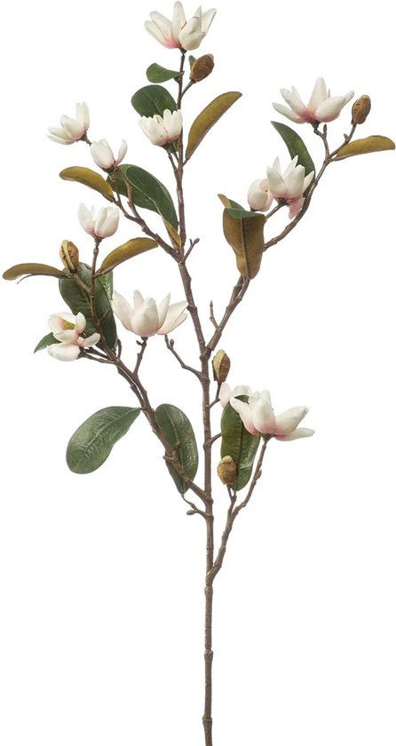 Magnolia pearl spray cream/ pink 87 cm kunstbloem zijde nepbloem - Emerald
