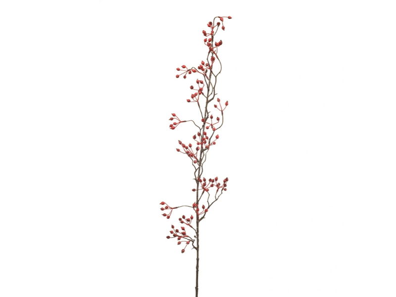 Kunsttak Rosehip Spray - - Rood - 105 cm hoog
