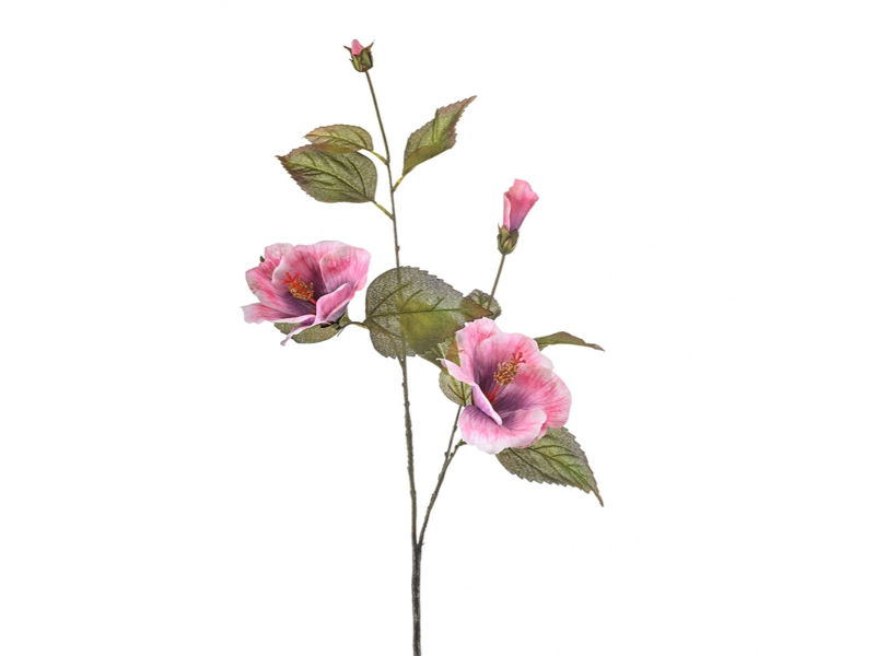 Kunstbloem hibiscus pink, 100 cm - Hortus