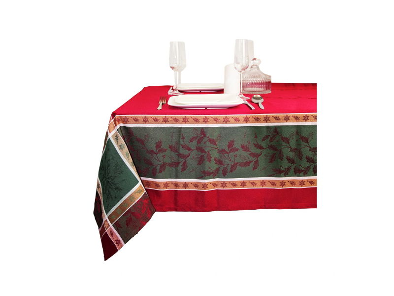 Tafelkleed oliver 250x150 cm rood/groen - Unique Living