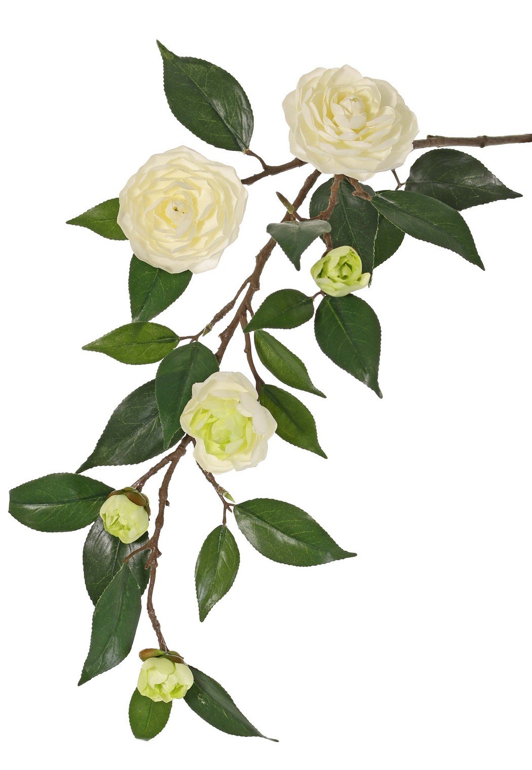 Camellia japanse roos bloementak met 6 bloemen kunstbloem zijde nepbloem I - Driesprong Collection