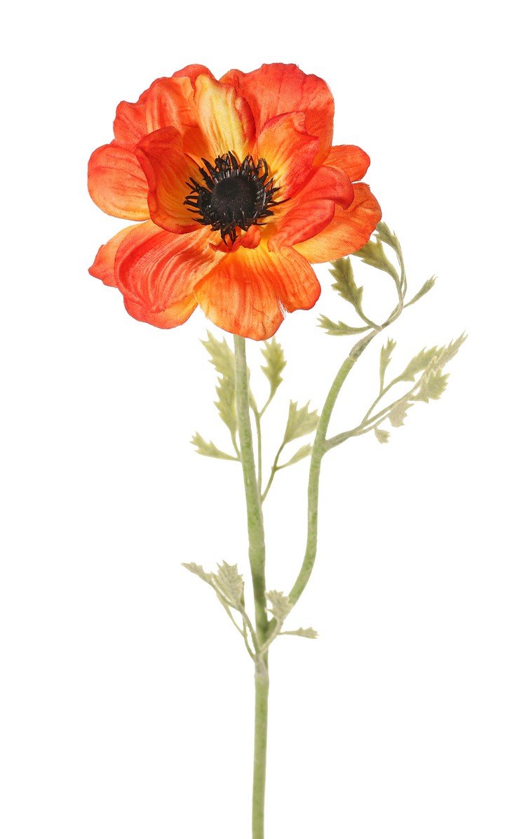 Anemoon nora 1 bloem h53 cm oranje kunstbloem zijde nepbloem - Driesprong Collection
