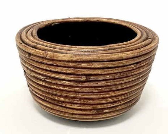 Drypot Rotan Stripe D19H12Cm Brons Van der Leeden