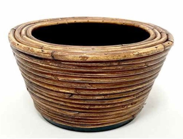 Drypot Rotan Stripe D24H14Cm Brons - Van der Leeden