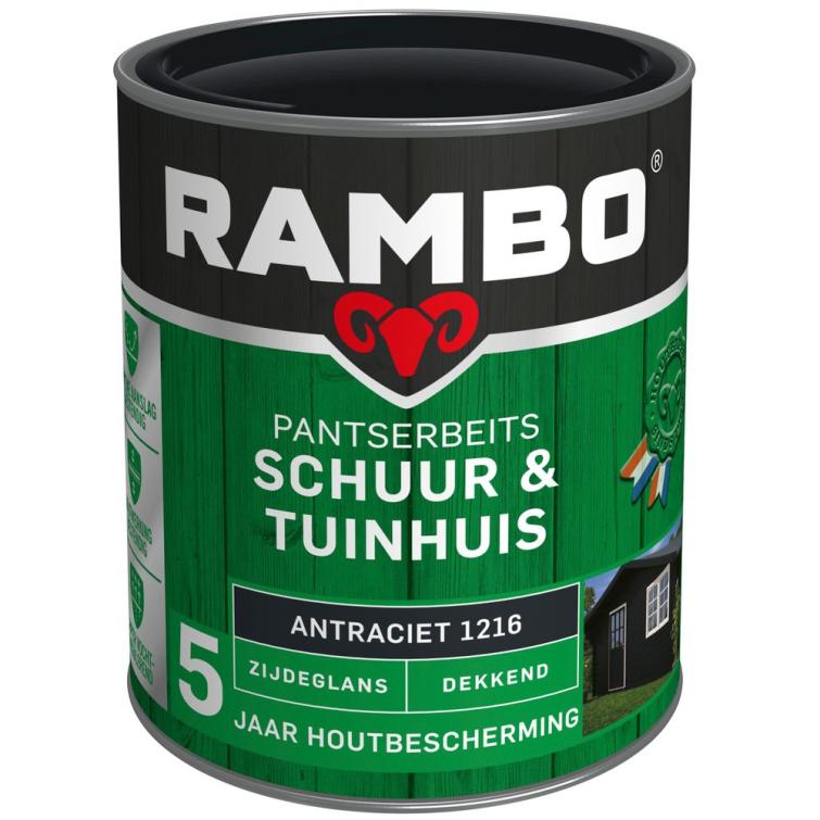 Rambo Pantserbeits schuur en tuinhuis zg dek 1216 0,75l – zwart