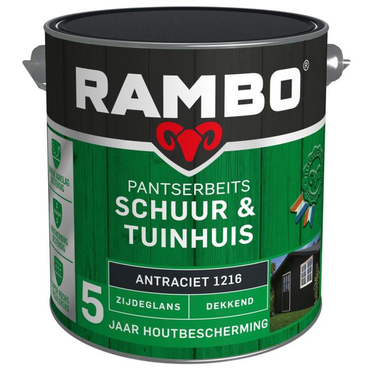 Rambo Pantserbeits schuur en tuinhuis zg dek 1216 2,5l – zwart