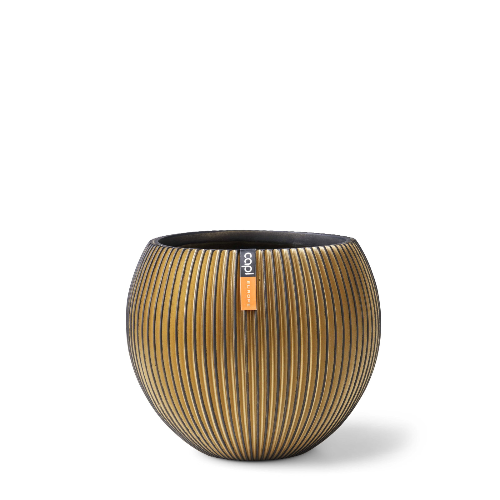 Vaas bol Groove 10x9 zwart goud bloempot Capi Europe - Capi europe