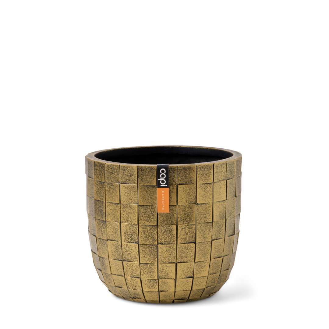 Pot bol Blocks 17x15 zwart goud bloempot Capi Europe - Capi europe