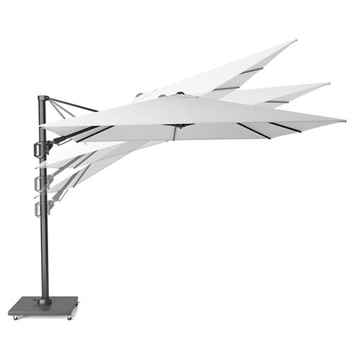 Zweefparasol Challenger Zijwaarts Kantelbaar (T2) premium 3x3 meter Manhattan zonwering Platinum I - Platinum