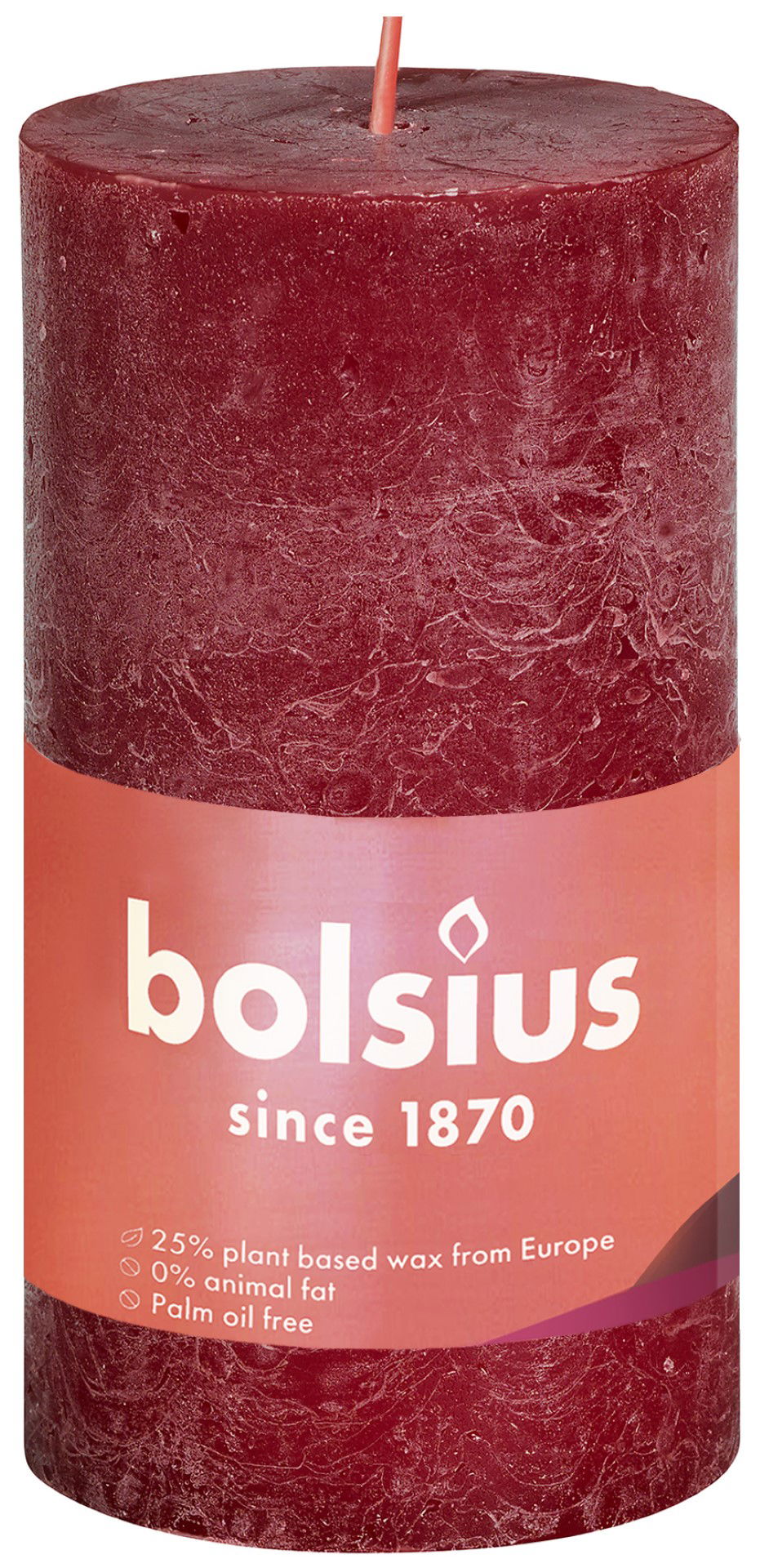 Rustiek Shine stompkaars 100 50 Velvet Red Bolsius