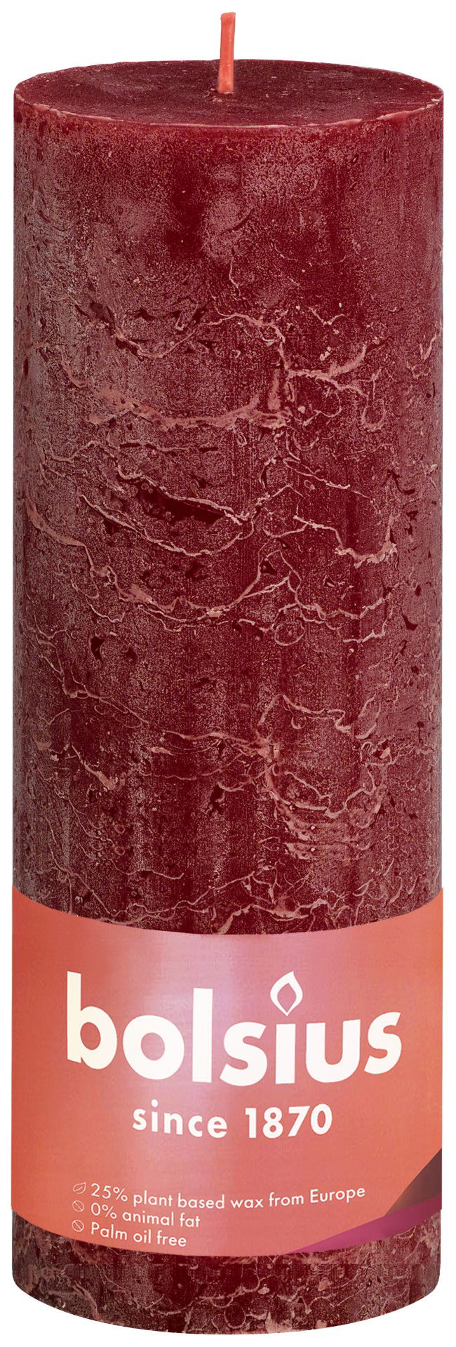 Rustiek Shine stompkaars 190 68 Velvet Red Bolsius