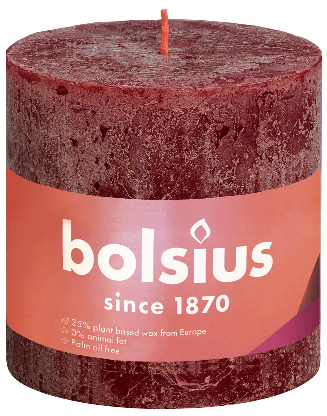 Rustiek Shine stompkaars 100 100 Velvet Red Bolsius