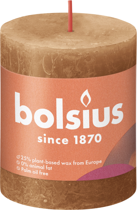 Rustiek stompkaars 80 68 Spice Brown Bolsius