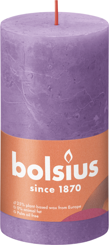 Rustiek stompkaars 130 68 Vibrant Violet Bolsius