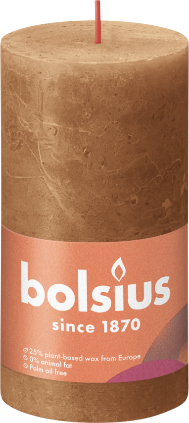 Rustiek stompkaars 130 68 Spice Brown Bolsius