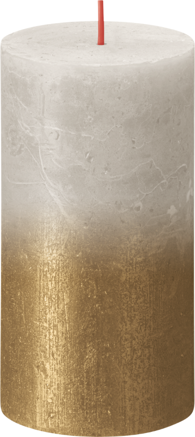 Rustiek fading metallic stompkaars 130 68 Sandy grey Gold Bolsius